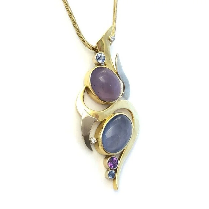 Holley Chalcedony Blue Sapphire Purple 14kt yellow gold white gold Jan Daggett