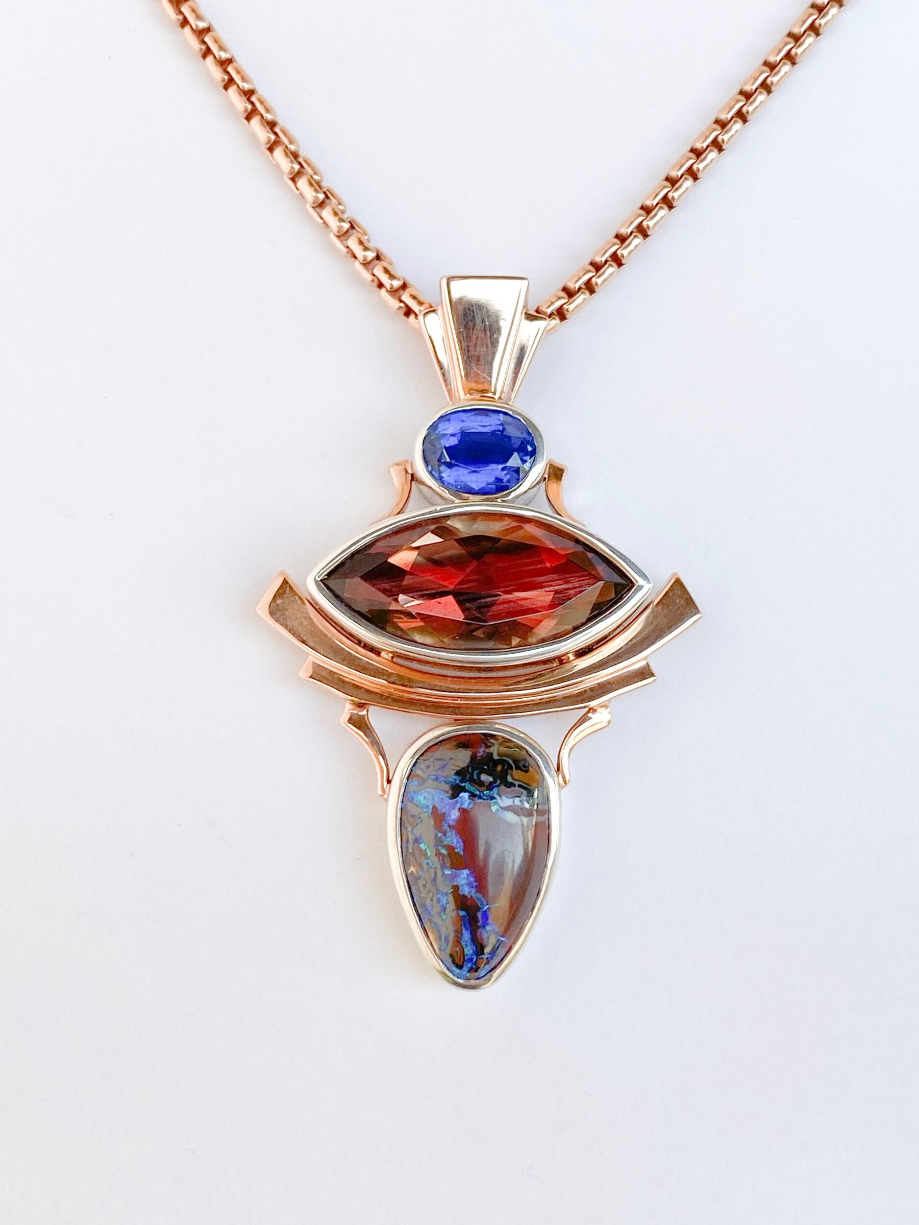 Oregon Sunstone Yowah Nut Opal Kyanite Rose Gold 