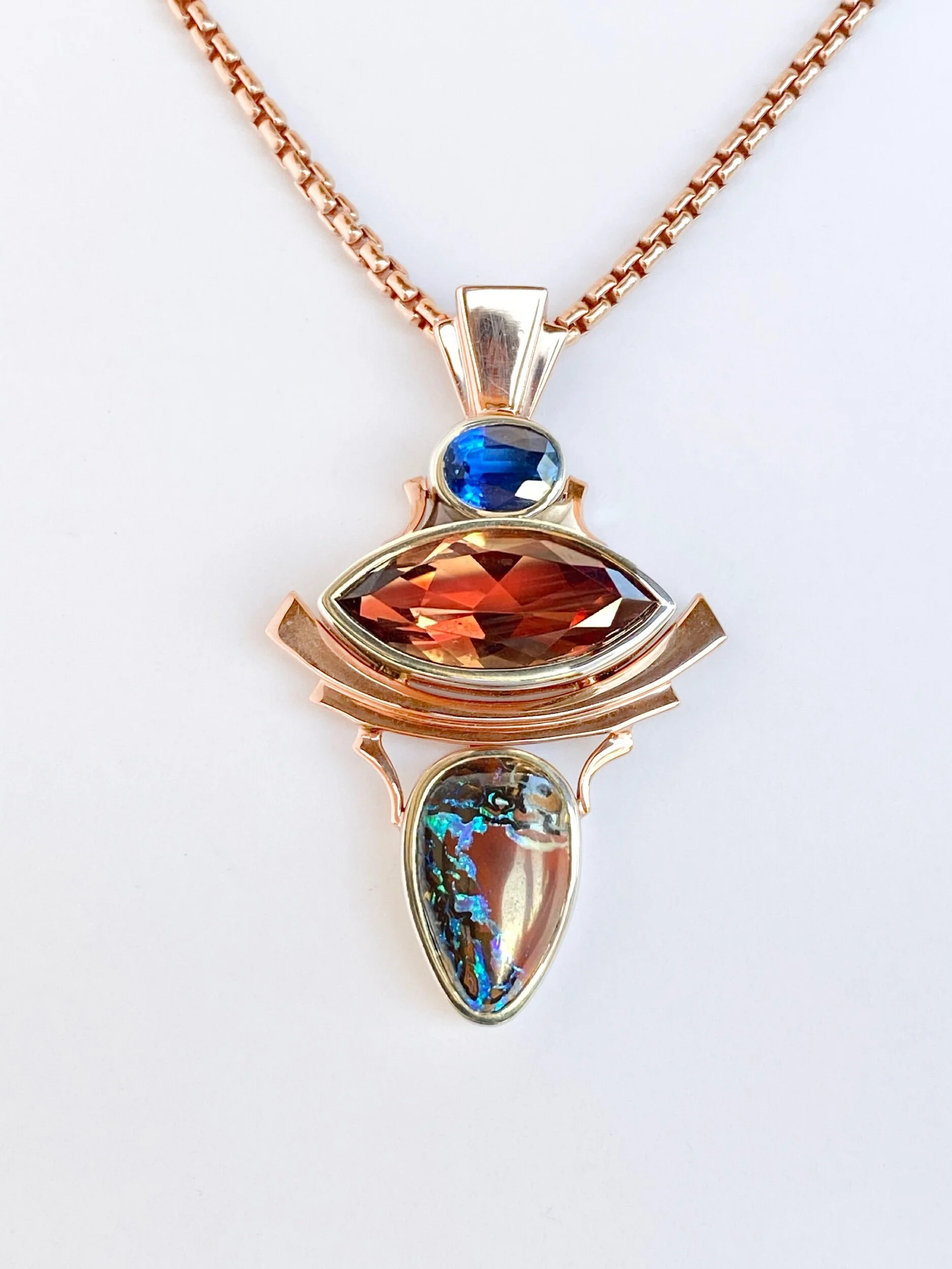 Oregon Sunstone Yowah Nut Opal Kyanite Rose Gold 
