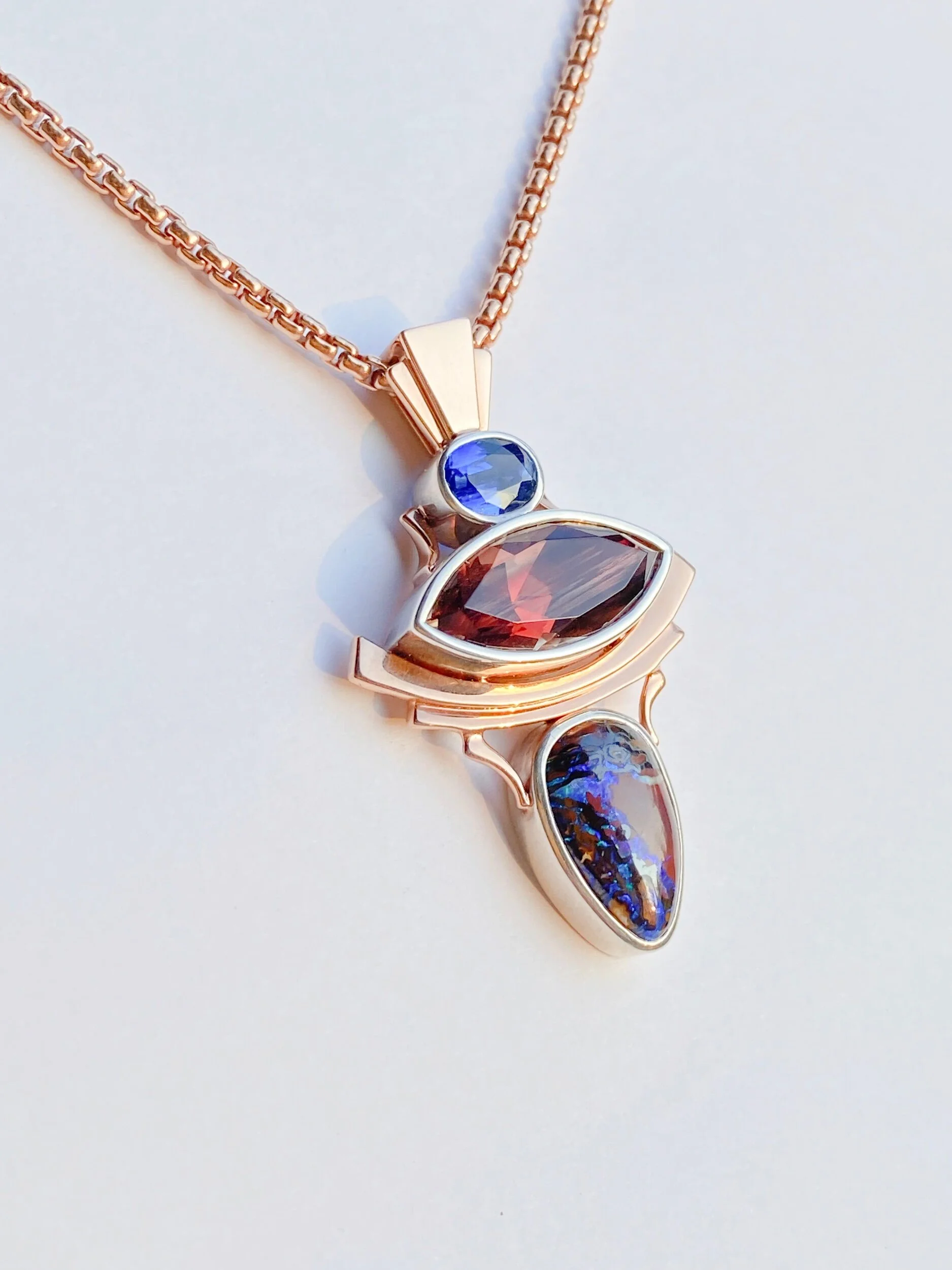 Oregon Sunstone Yowah Nut Opal Kyanite Rose Gold 