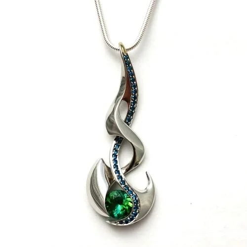 Tourmaline and Diamond Pendant