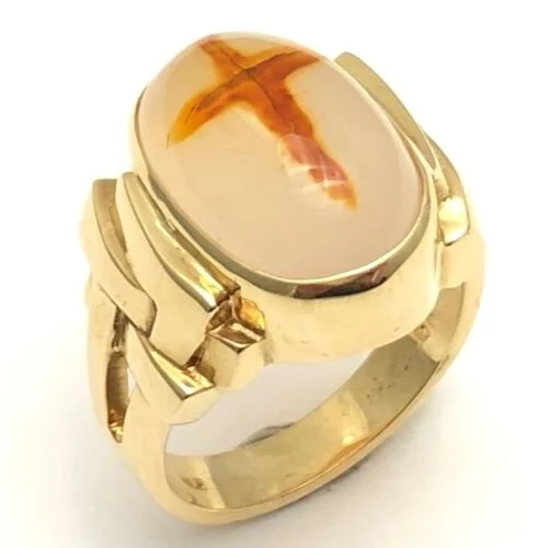 14k Natural Cross Agate Ring