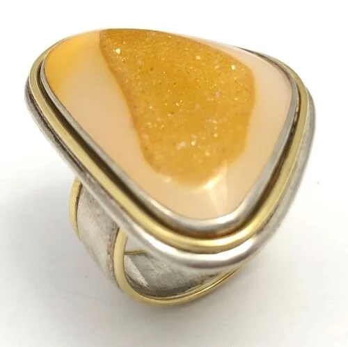 .925 | 18k Quartz Drusy Ring