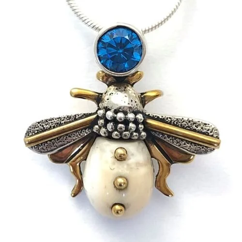 "Blue Bee" Fossil Walrus Pendant