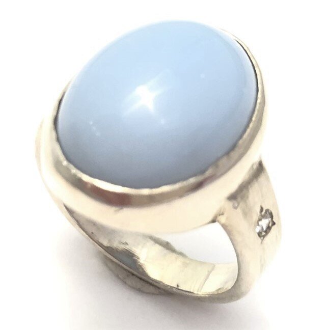 LARGE 2 Natural Oregon Owyhee Blue Opal Ring Oval .925 Sterling Silver Size 7