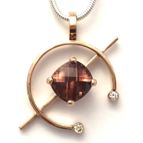 14k Natural Rose "Root Beer" Zircon Pendant