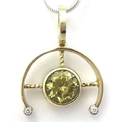 14k Natural Yellowish-green Zircon Pendant