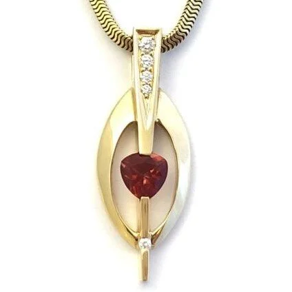 14k Sunstone and Diamond Pendant