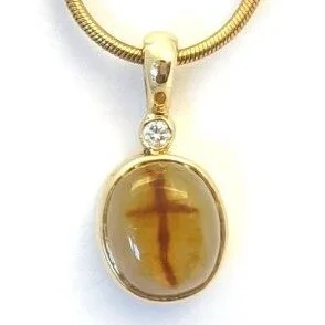 14k Cross Agate Pendant