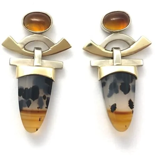 14k Montana Agate and Citrine Earrings