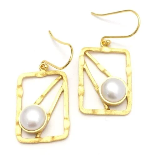 Pearl Square Vermeil Earrings