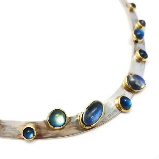 18k &amp; .925 Moonstone Collar Necklace