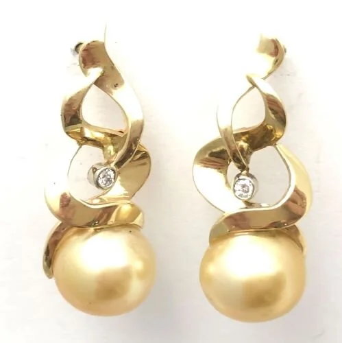 14k South Sea Golden Pearls Earrings