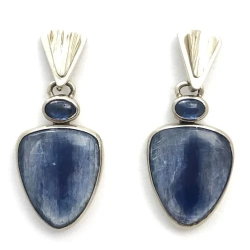 14k Kyanite and Sapphire Earrings