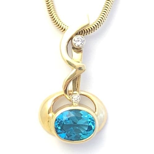 14k Apatite and Diamond Pendant