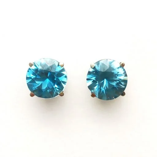 14kw Blue Zircon 8mm Studs