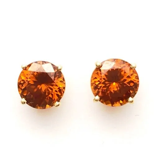 14k Orange Zircon 7.5mm Earrings