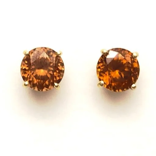 14k Orange Zircon 6.5mm Earrings