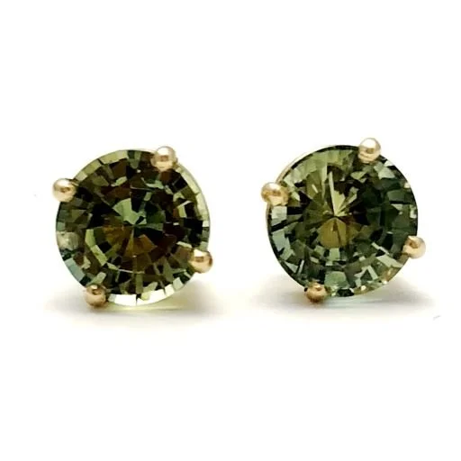 14k Green Sapphire 6mm Earrings