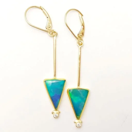 22/14k Ethiopian Opal and Diamond Earrings