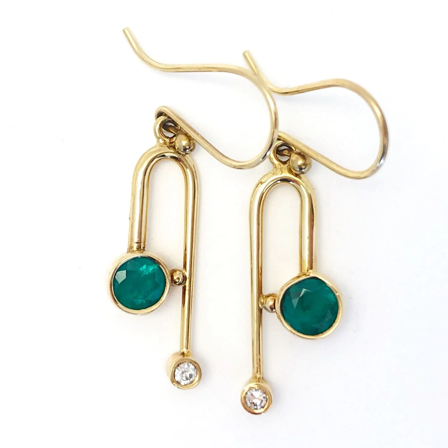 14k Colombian Emerald and Diamond Earrings