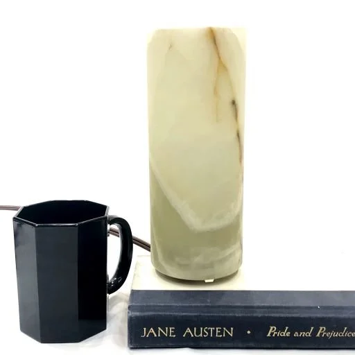 Green Alabaster Cylindrical Lamp