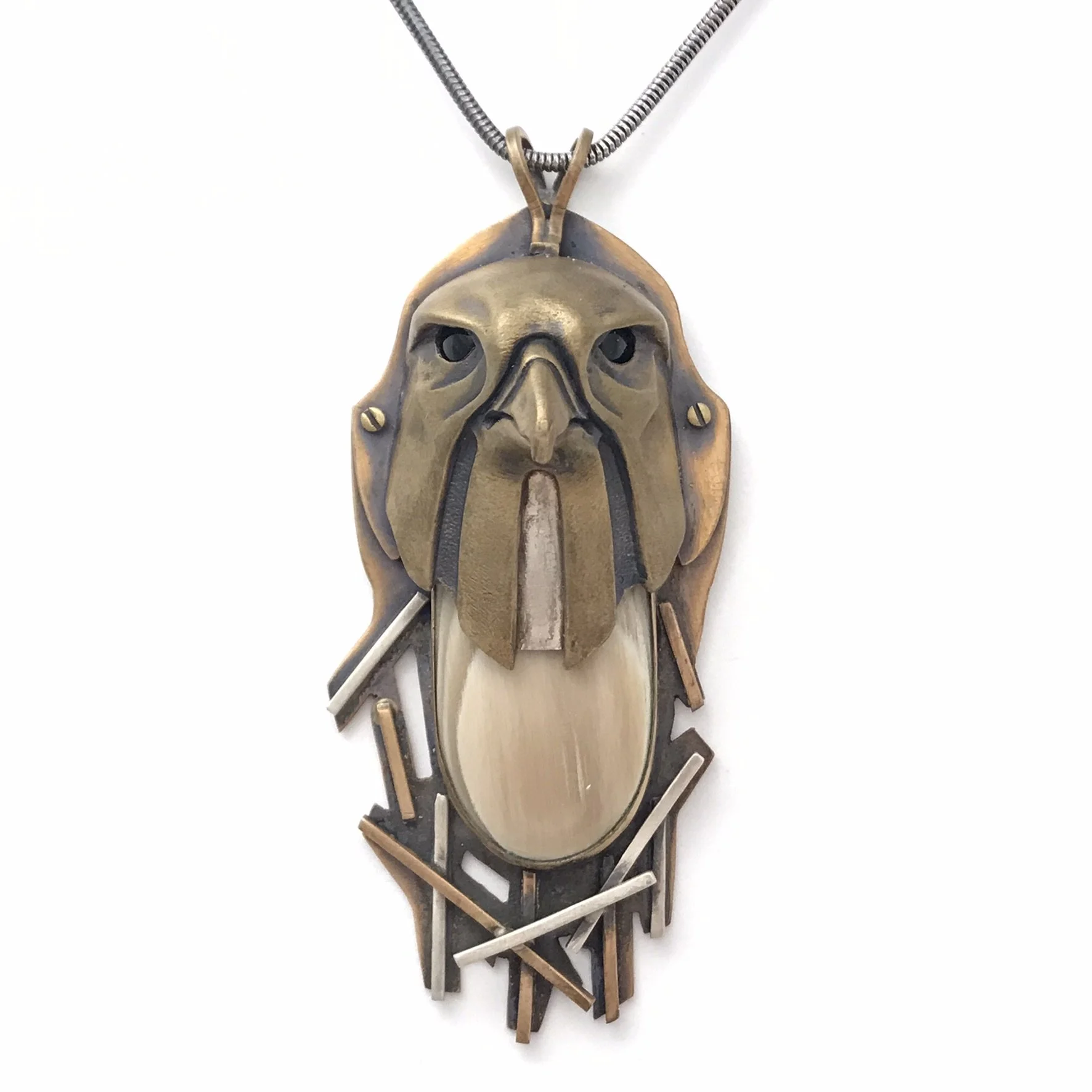 Nesting Kestrel with Petrified Wood Necklace