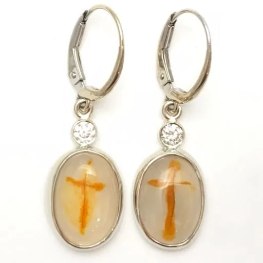 14k Natural Cross Agate Earrings