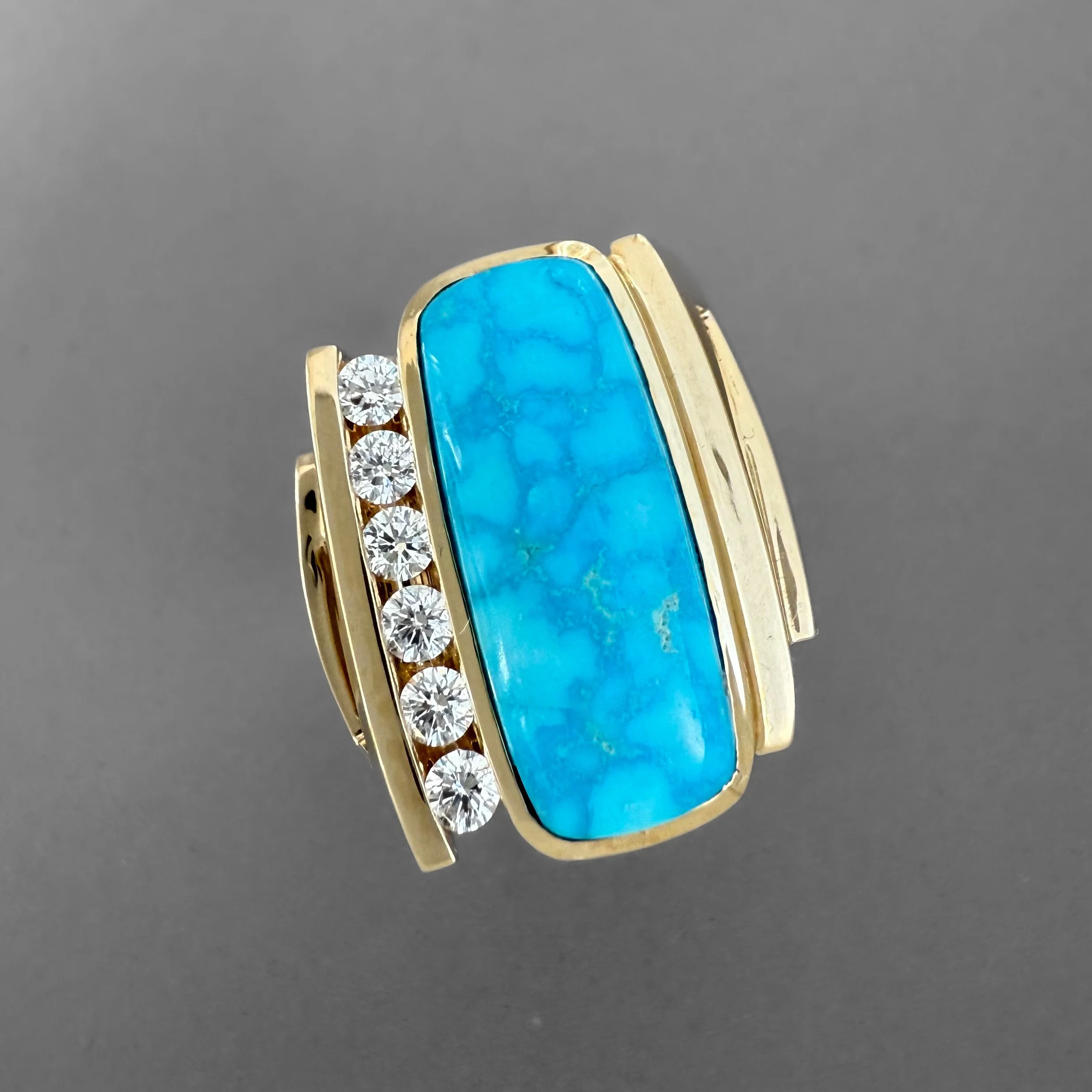 14kt Kingman Turquoise & Diamond Ring