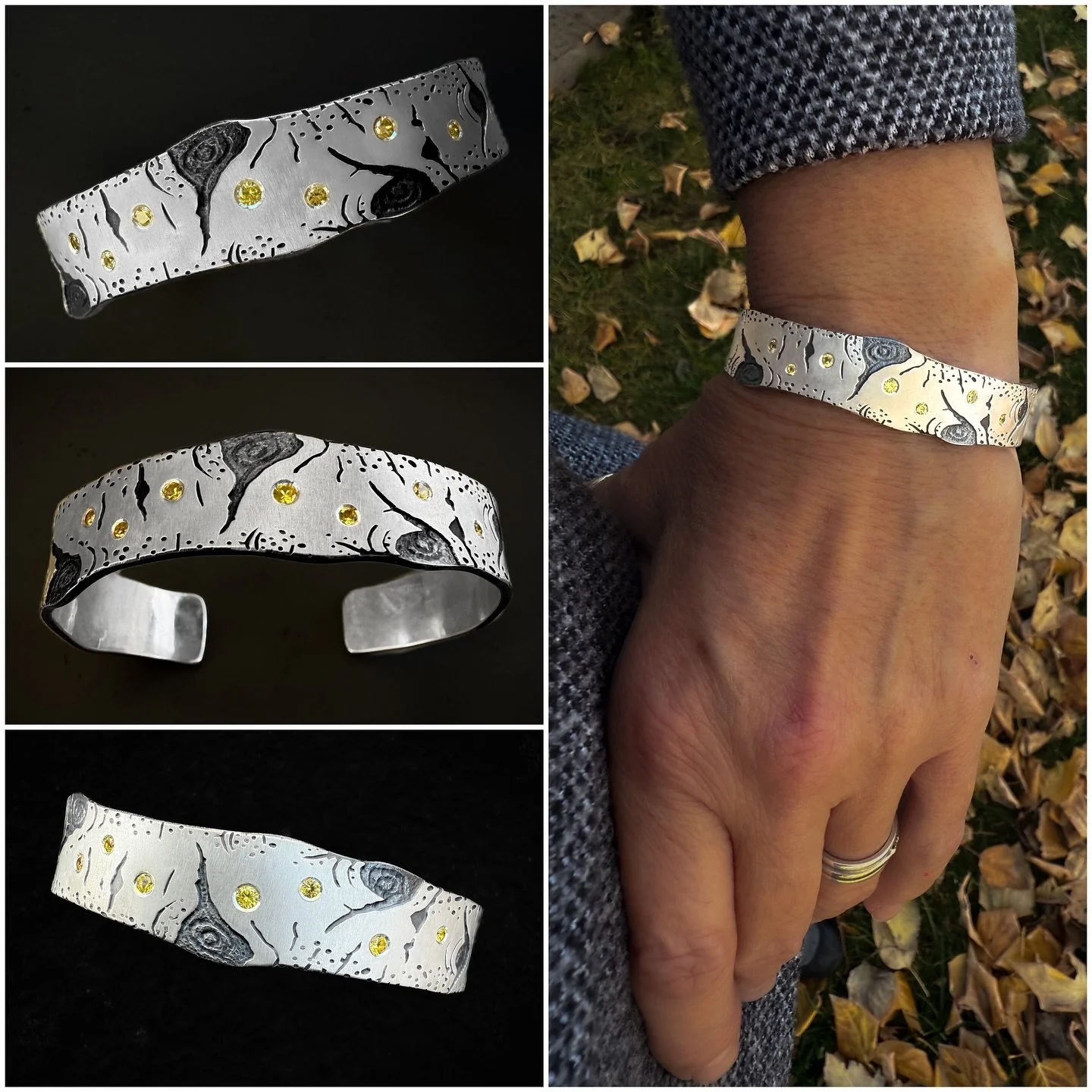 New cuff from Wolfgang Vaatz, a design from The Aspen Allure Collection. The yellow sapphires are just perfect complements to the autumn colors out there right now. A stunning, subtle, beautiful homage to nature. On our website available for purchase