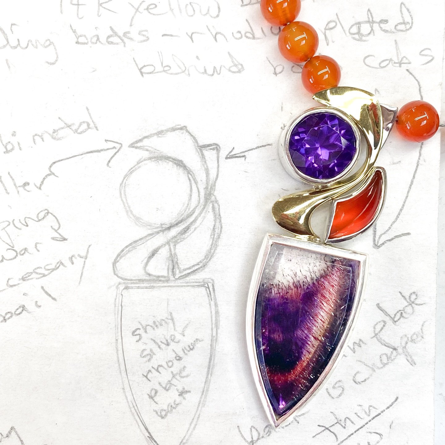 Coming soon online and in store 👀 NEW Jan Daggett original design pendant.

#goldjewelry #thejewel #customdesigns #gemstonejewelry