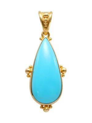 18kt Sleeping Beauty Turquoise Pear Shaped Cabochon Pendant — The 