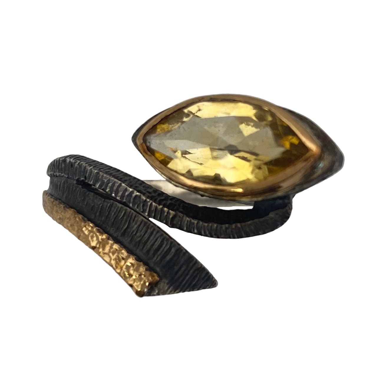 Bora Citrine Offset Flourish Ring
