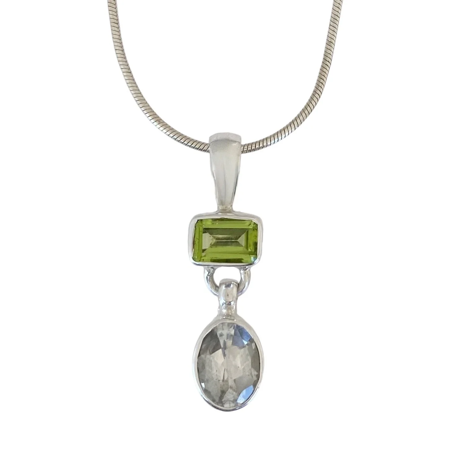 Antoinette Cleoni .925 White Topaz and Peridot Pendant