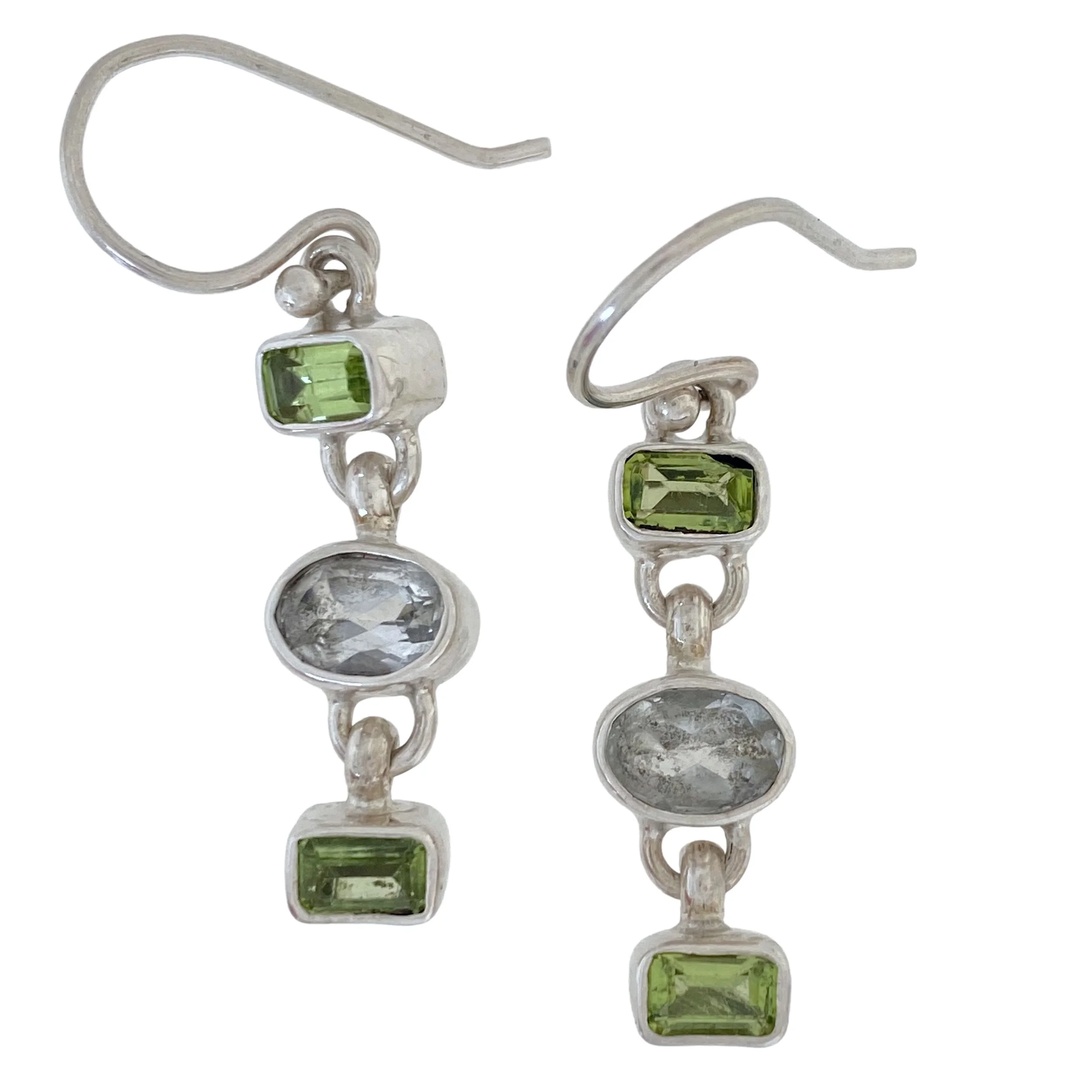 Antoinette Cleoni .925 White Topaz and Peridot Earrings