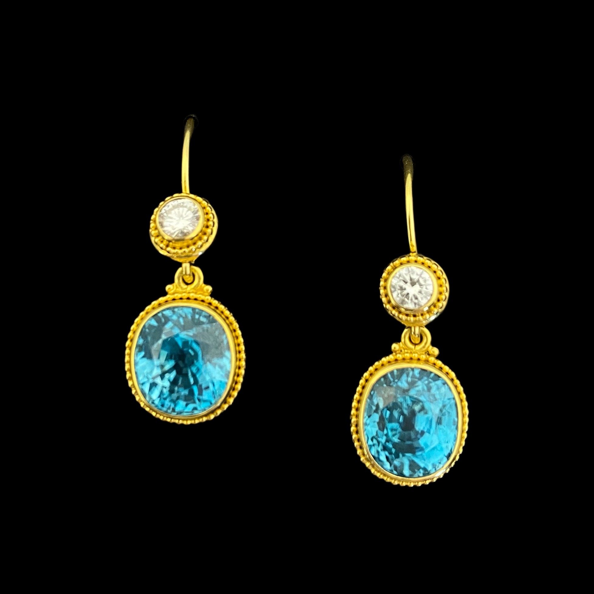 Jack Shargel 22k | 18k Blue Zircon Drop Earrings