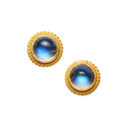 18kt Blue Moonstone Stud Earrings
