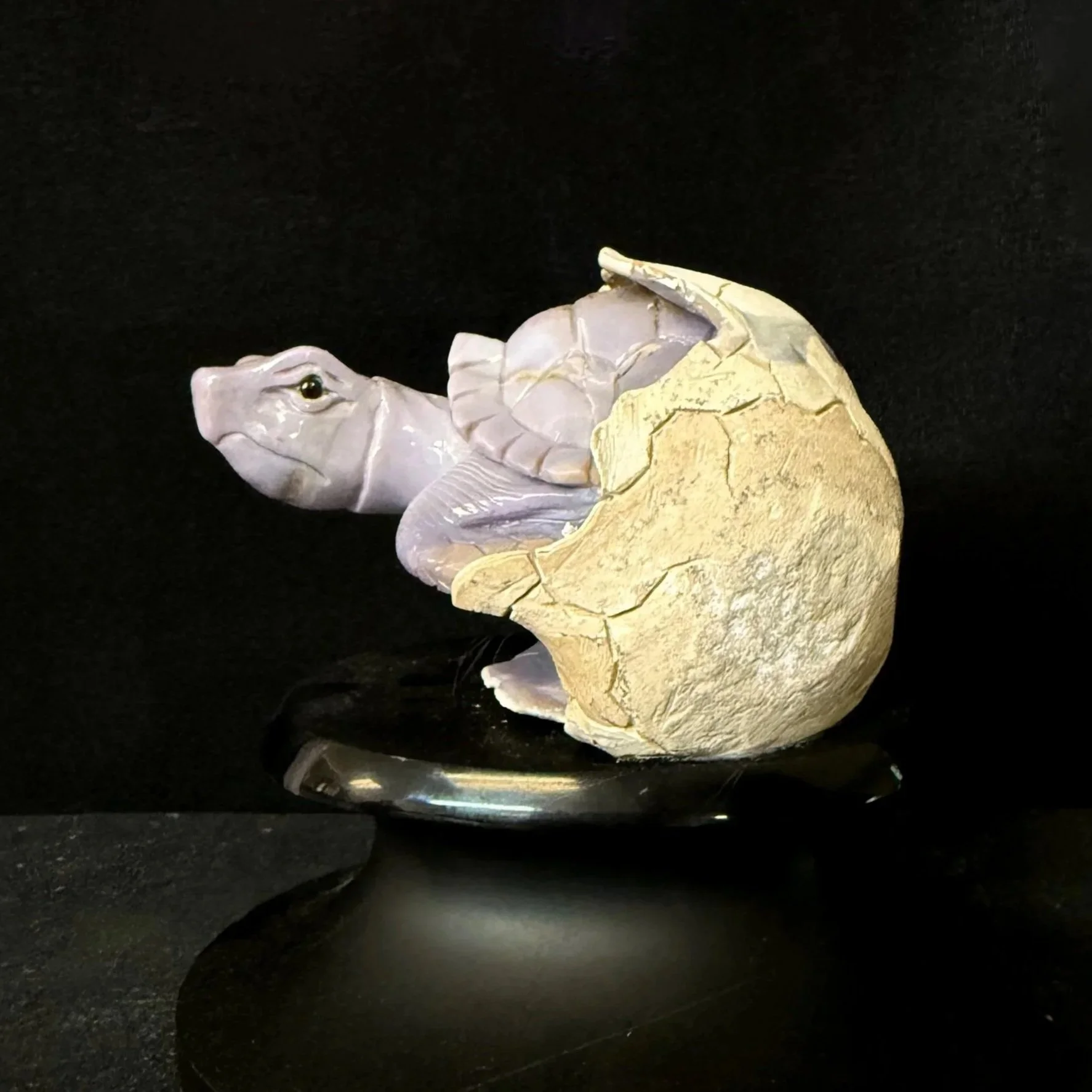 Carved Chalcedony Emerging Hatchling