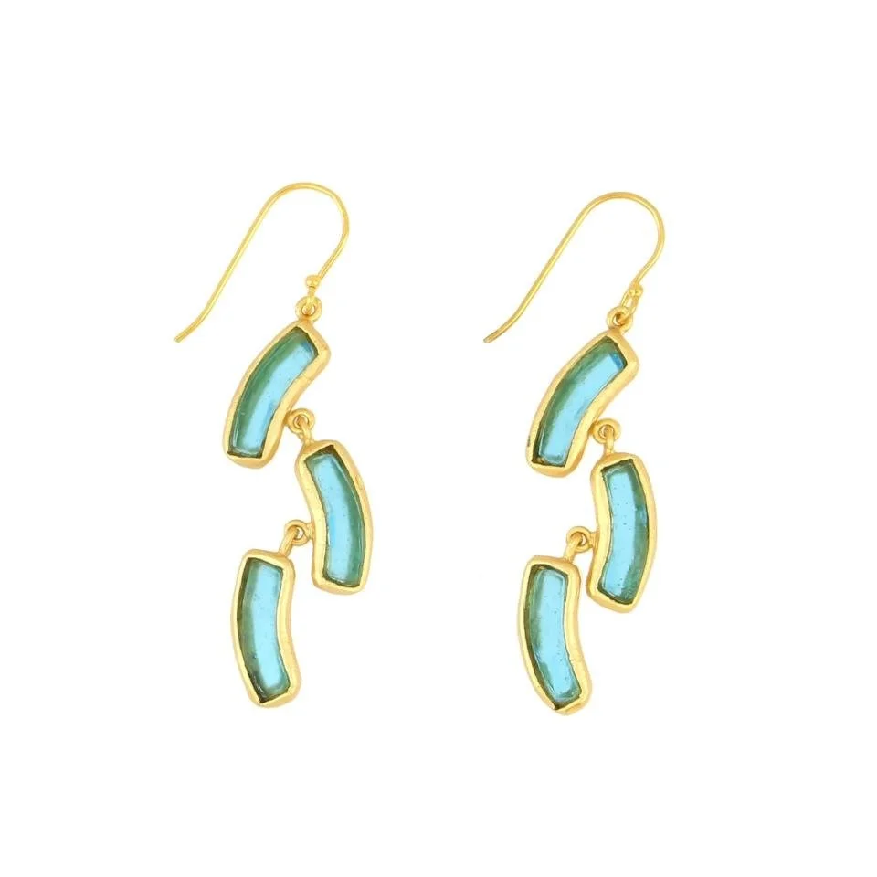 Michael Vincent Michaud Triple Turquoise Arc Dangle Earrings