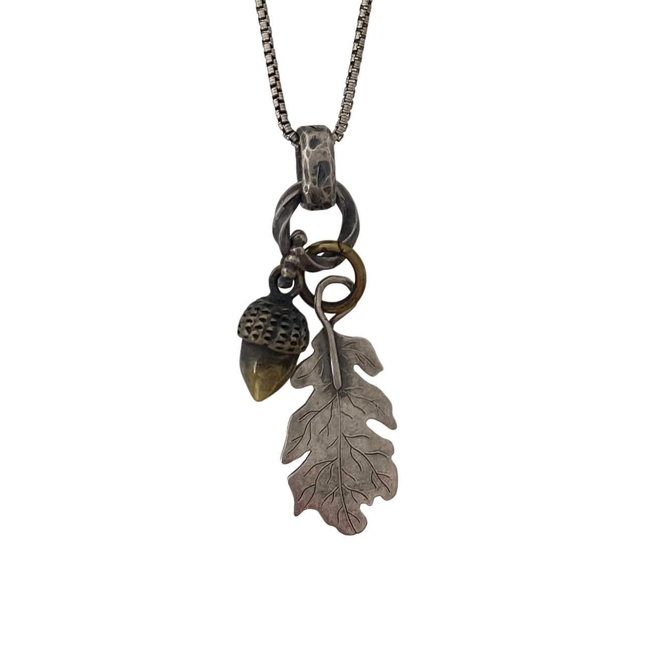 Brooke Stone Oak Leaf and Acorn Charm Pendant