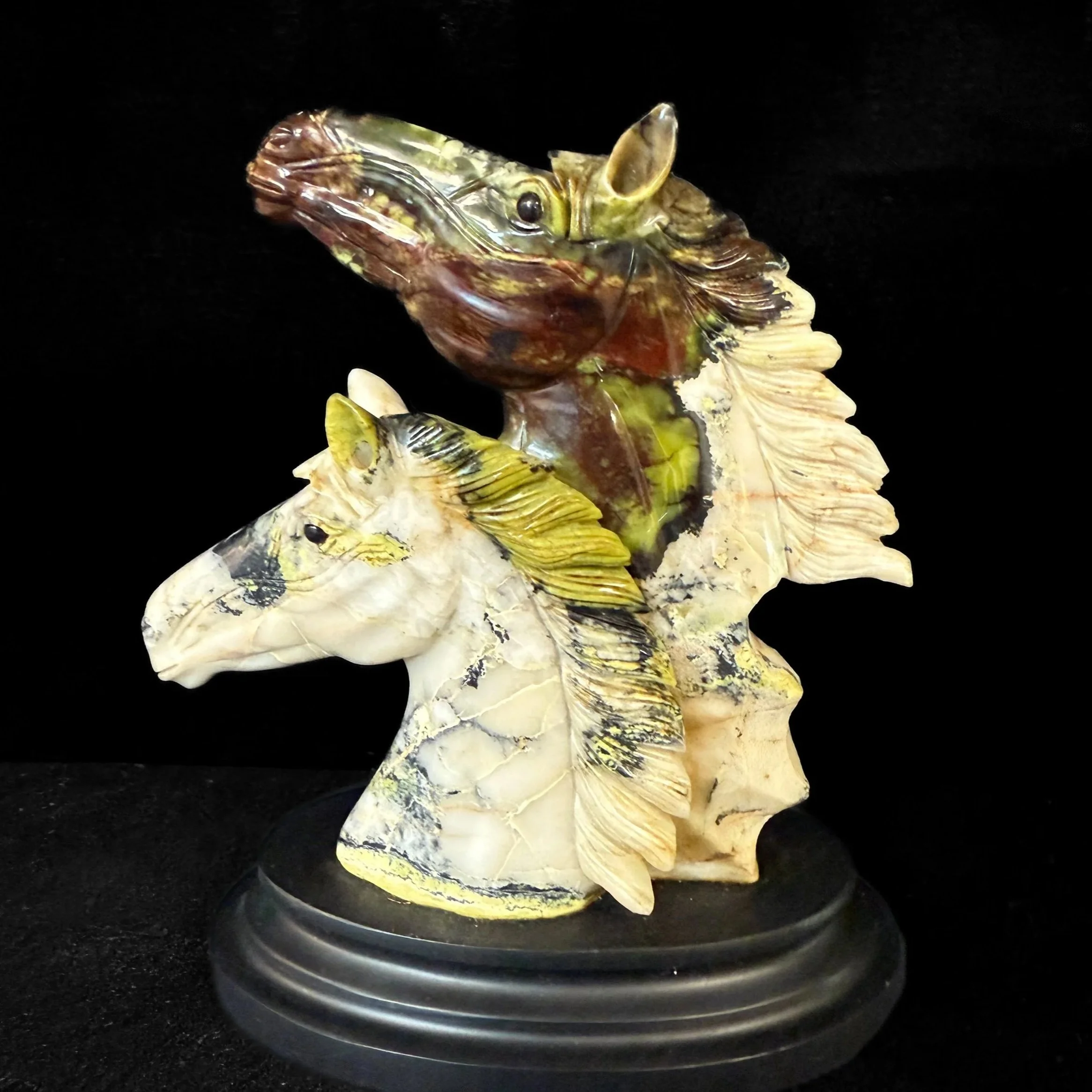 Serpentine Horse and Foal Carving