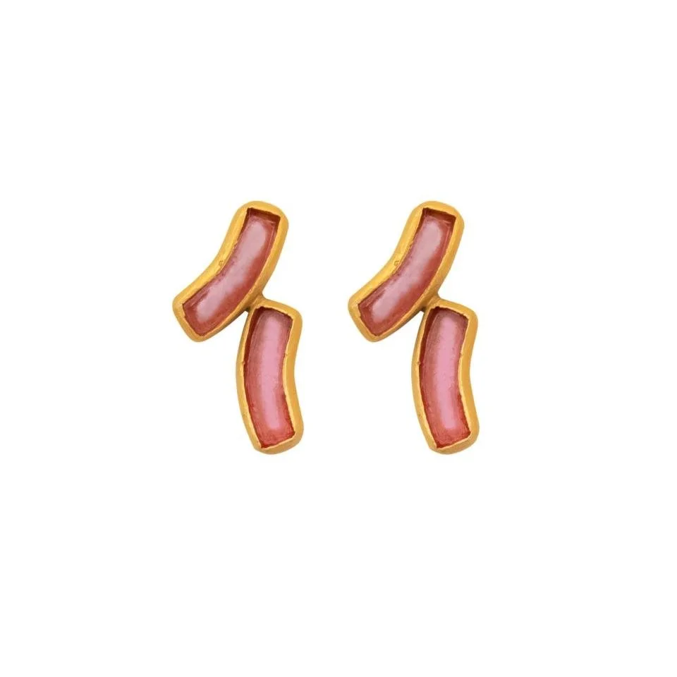 Michael Vincent Michaud Double Pink Arc Post Earrings