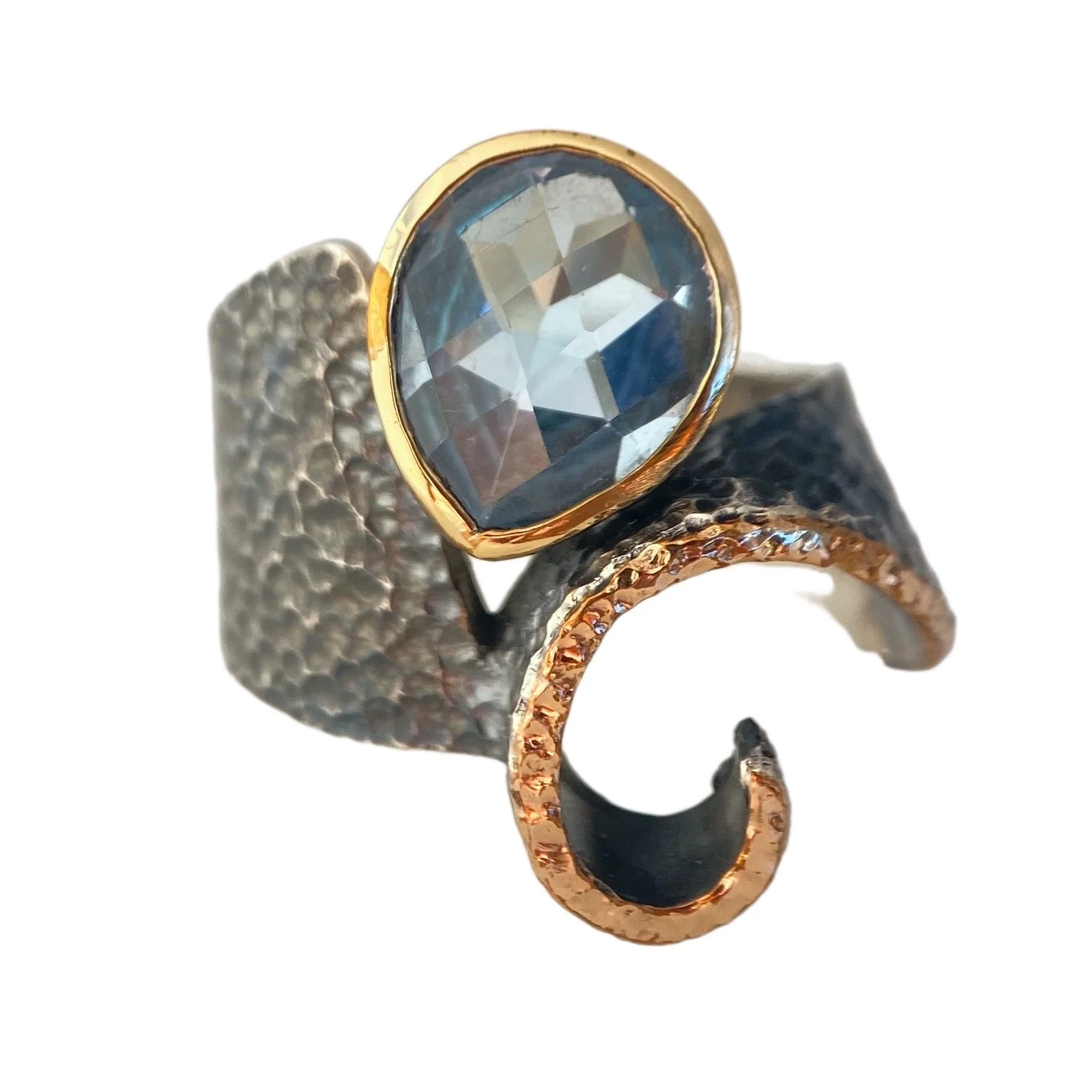 Bora Blue Topaz Swoop Ring