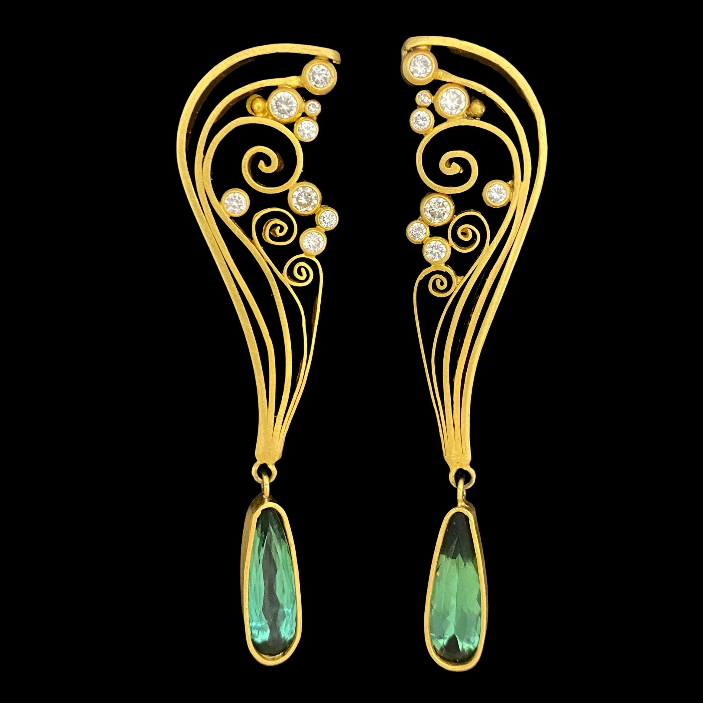 Rosario Garcia 18kt Green Tourmaline and Diamond Earrings