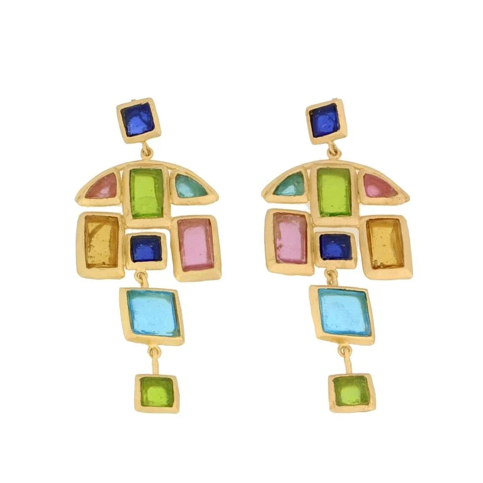 Michael Vincent Michaud Statement Mosaic Post Earrings