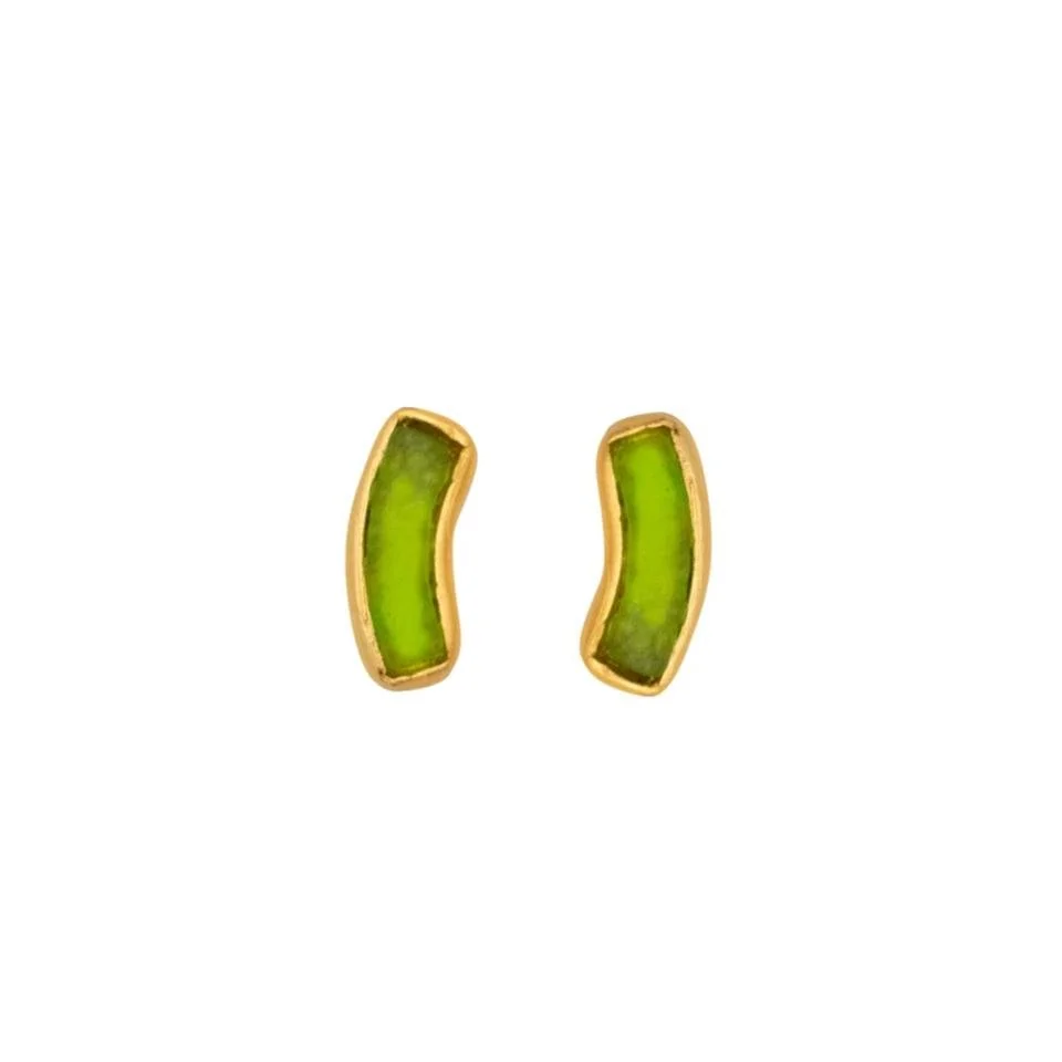 Michael Vincent Michaud Green Arc Post Earrings