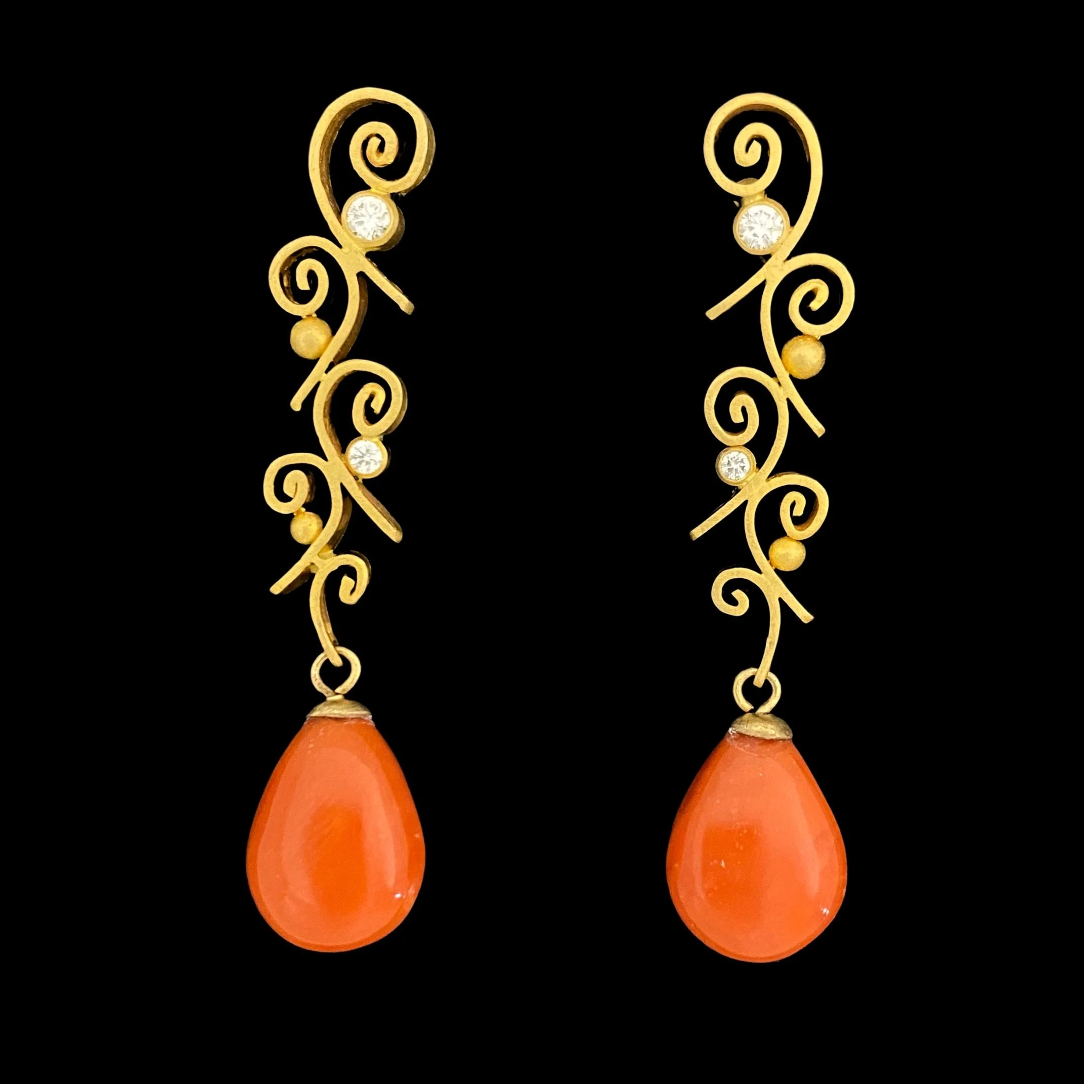 Rosario Garcia 18k Mediterranean Coral and Diamond Earrings