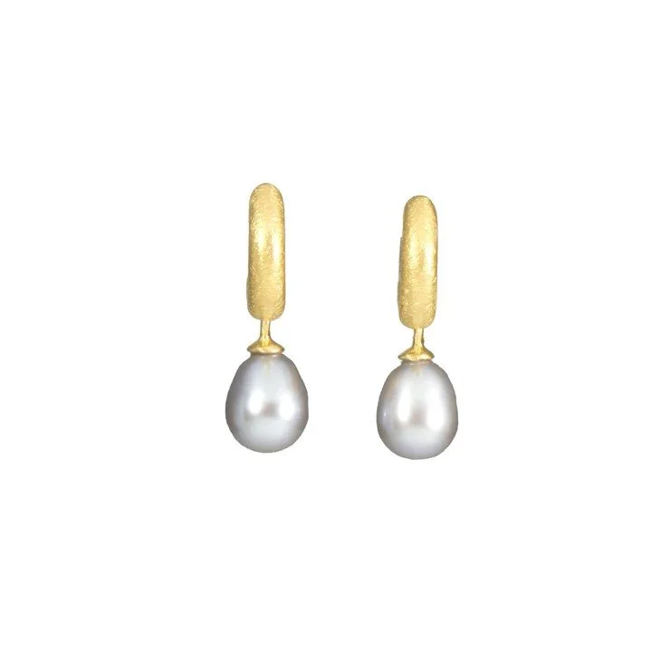 24kt Vermeil Silver Pearl Hoop Earrings