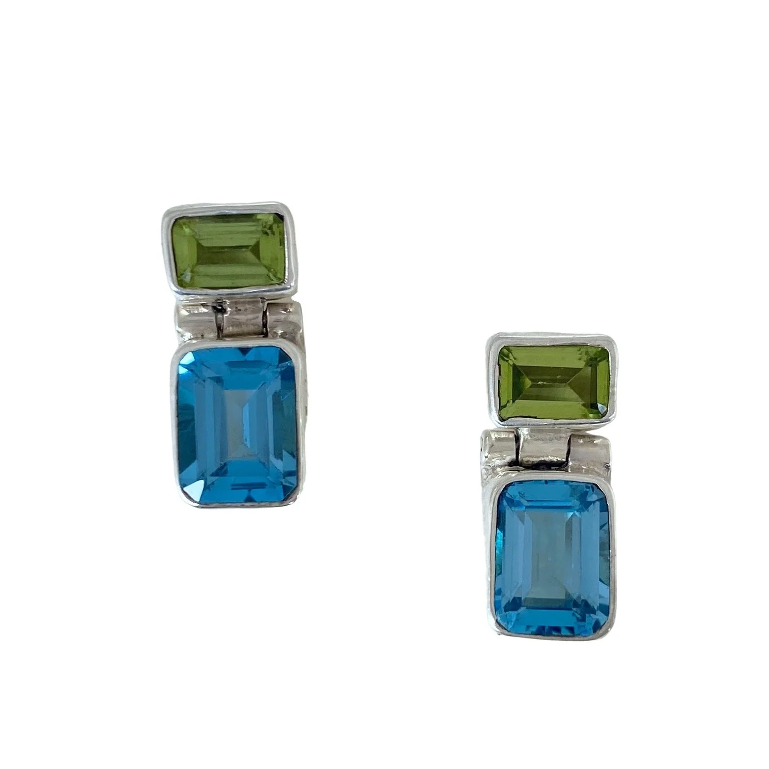 Antoinette Cleoni .925 Blue Topaz and Peridot Post Earrings