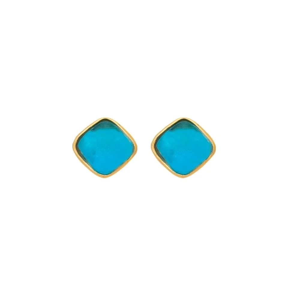 Michael Vincent Michaud Turquoise Diamond Bubble Post Earrings